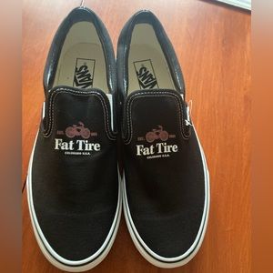 Mens black vans branded with Fat Tire Brewing logo!